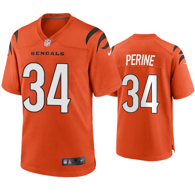 Men Cincinnati Bengals #34 Samaje Perine Nike Orange Game NFL Jersey